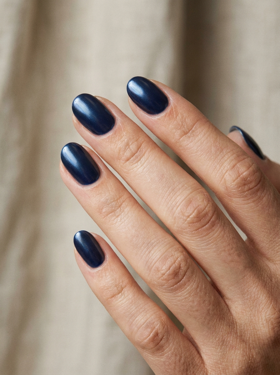 Navy Chrome Nails als Dunkelblaue Nägel Ideen Inspiration 2026